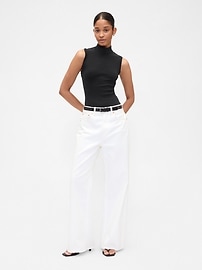 Modern Ribbed Stripe Mockneck Tank Top