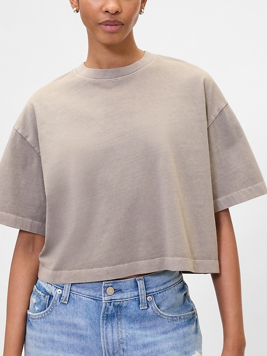 Image number 4 showing, Oversized Cropped Crewneck T-Shirt