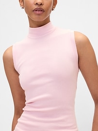 Modern Ribbed Stripe Mockneck Tank Top