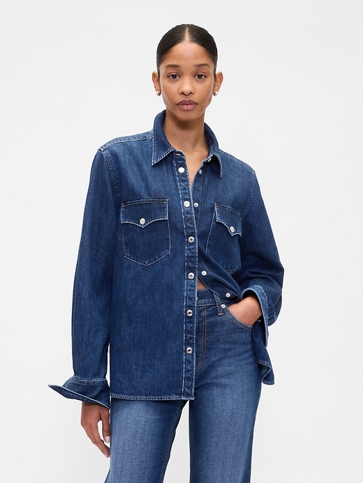 Image number 1 showing, Relaxed Denim Western Shirt