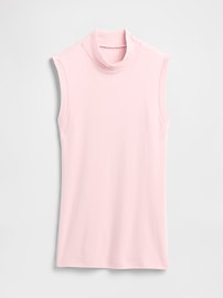 Modern Ribbed Stripe Mockneck Tank Top