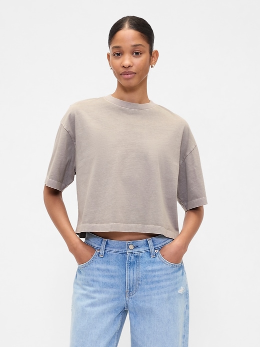 Image number 1 showing, Oversized Cropped Crewneck T-Shirt