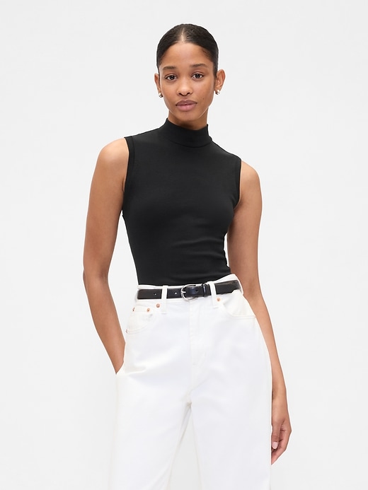 Image number 1 showing, Modern Ribbed Mockneck Tank Top