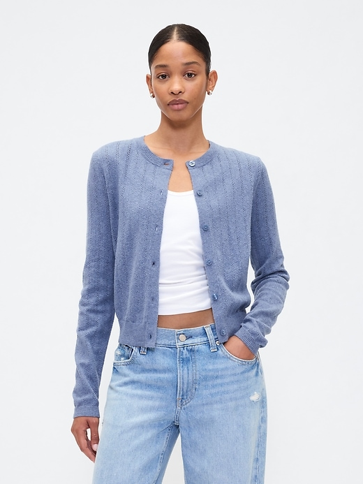 Image number 1 showing, CashSoft Pointelle Cardigan