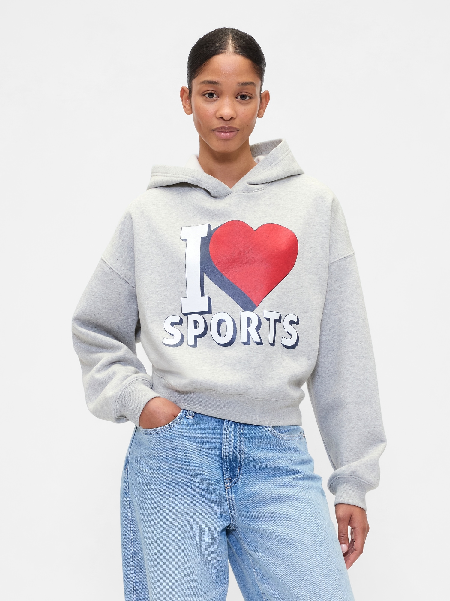 Oversized Graphic Hoodie - Blue
