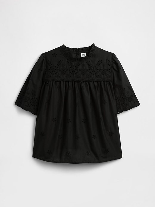 Image number 5 showing, Relaxed Puff Sleeve Eyelet Top