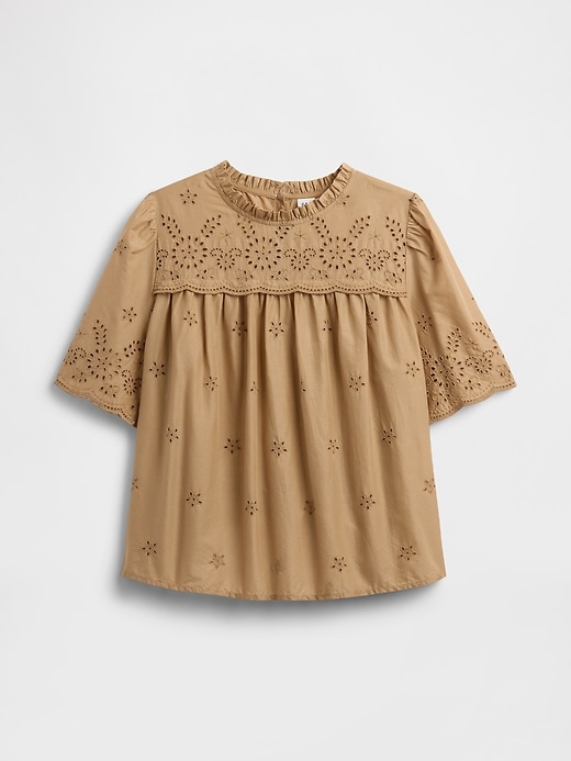 Image number 5 showing, Relaxed Puff Sleeve Eyelet Top