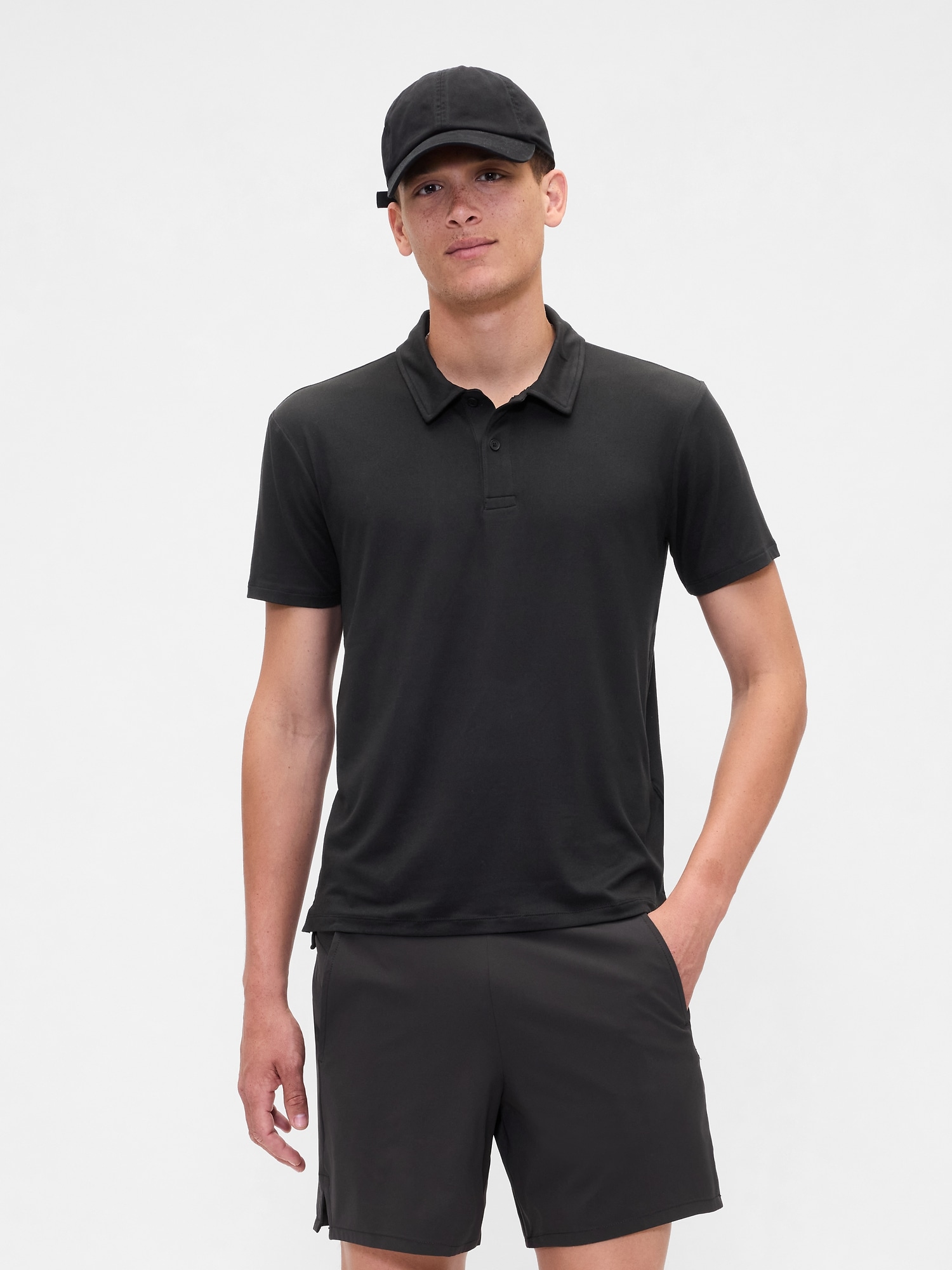 GapFit Recycled Performance Polo Shirt - Black