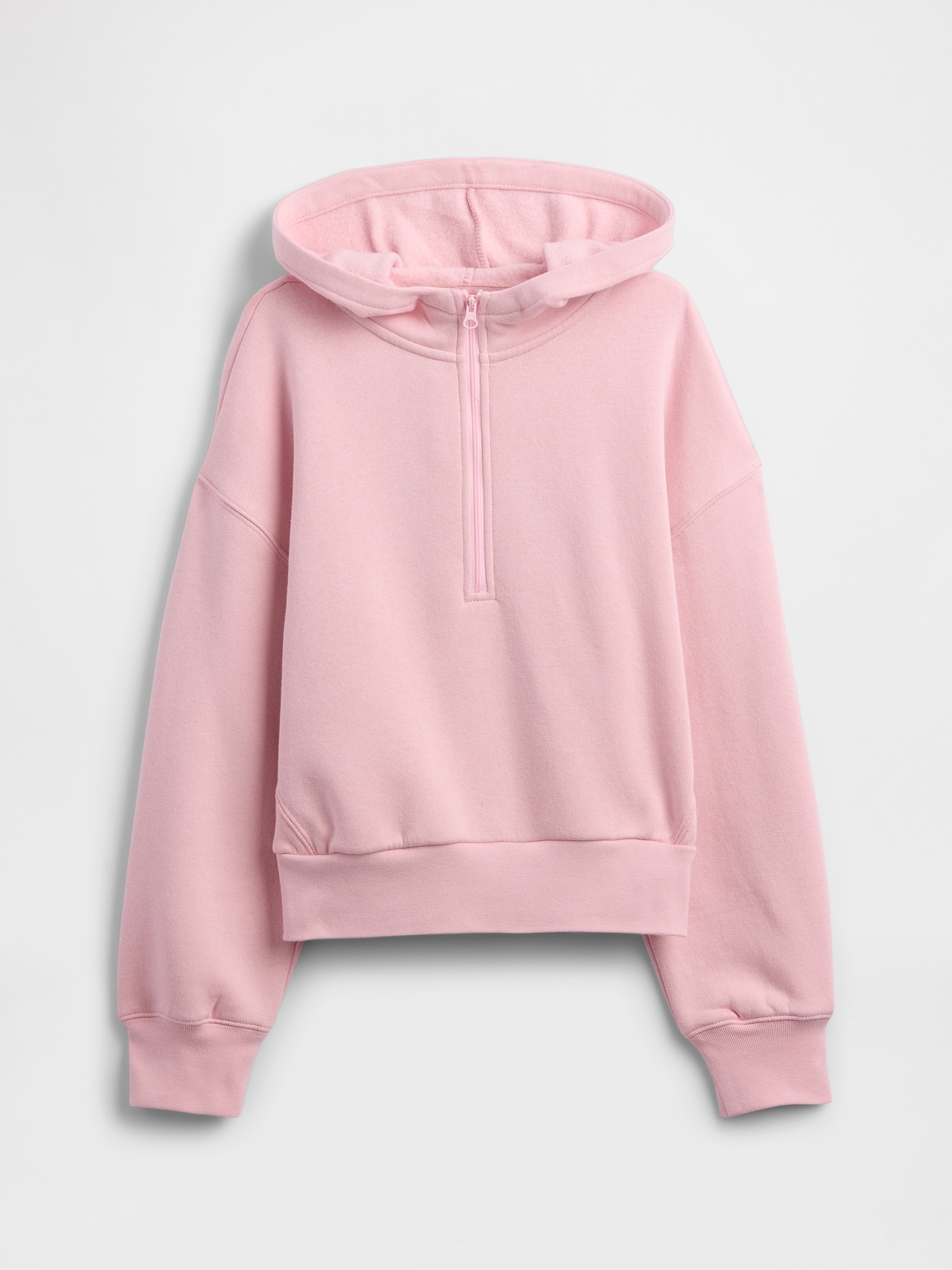 Kids Relaxed Half-Zip Fleece Hoodie - Pink