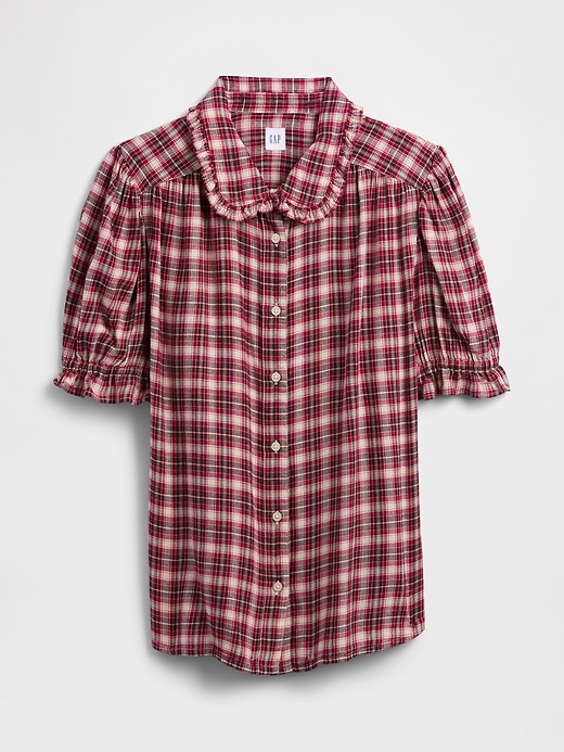 Image number 5 showing, Relaxed Flannel Puff Sleeve Shirt