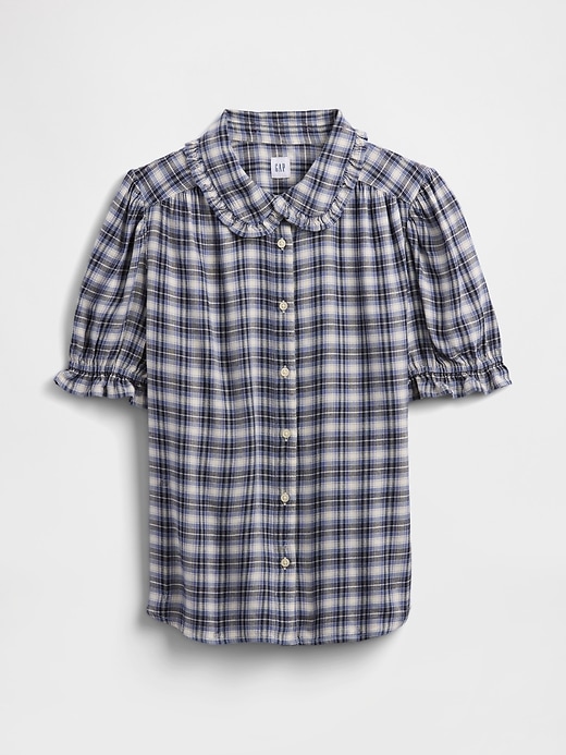 Image number 5 showing, Relaxed Flannel Puff Sleeve Shirt