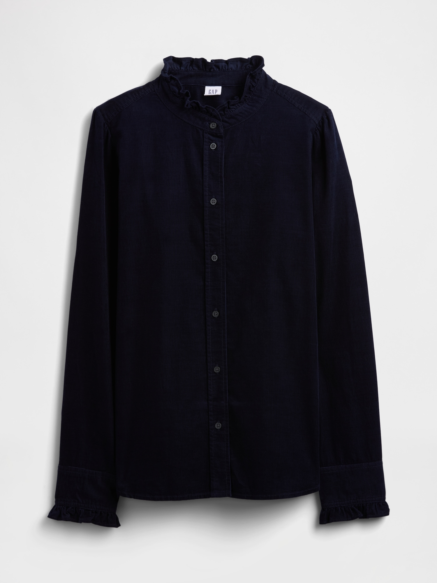 Gap Factory Corduroy Ruffle Shirt In Blue