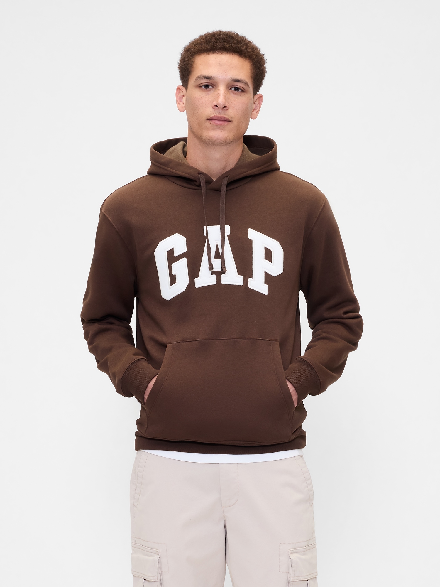 Relaxed Gap Logo Hoodie - Dark Brown