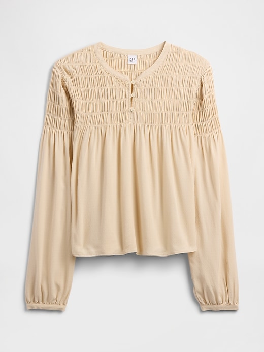 Image number 5 showing, Relaxed Smocked Balloon-Sleeve Top