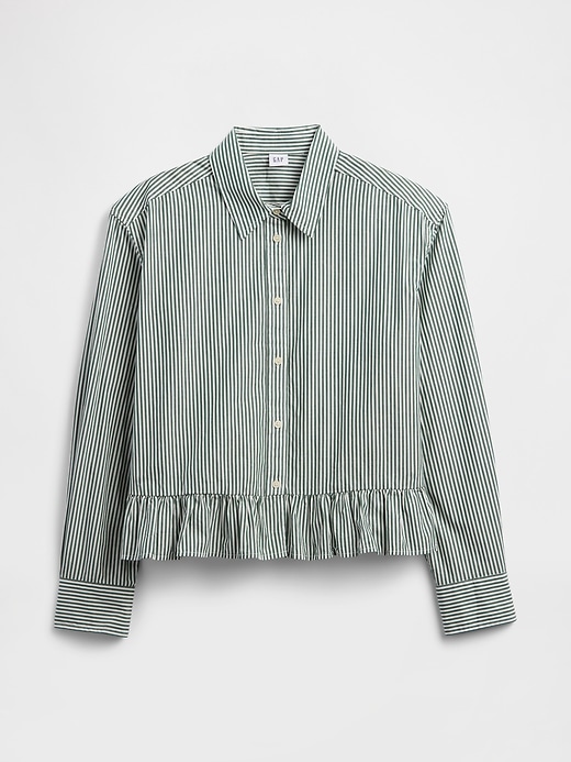 Image number 5 showing, Relaxed Cropped Poplin Peplum Shirt