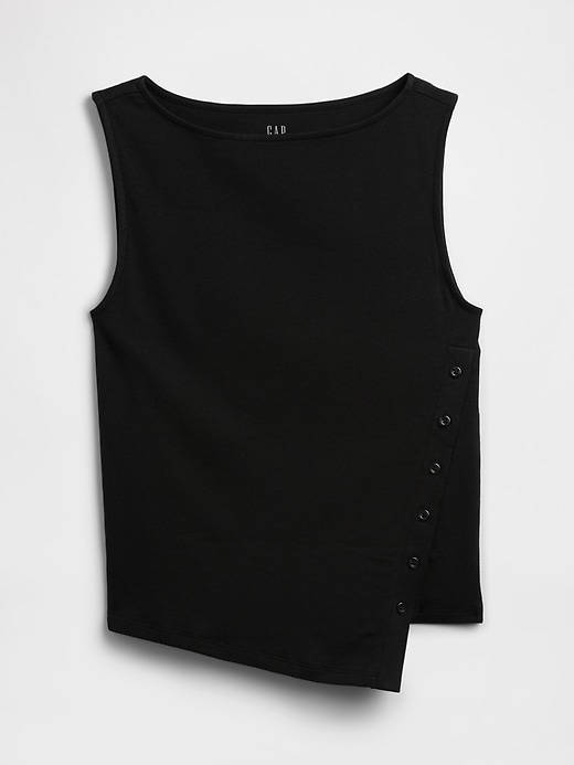 Image number 5 showing, Asymmetrical Boatneck Button Top
