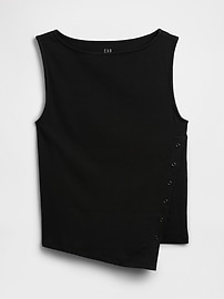 Asymmetrical Boatneck Button Top