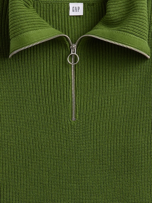 Image number 4 showing, Relaxed Ribbed Quarter-Zip Cardigan