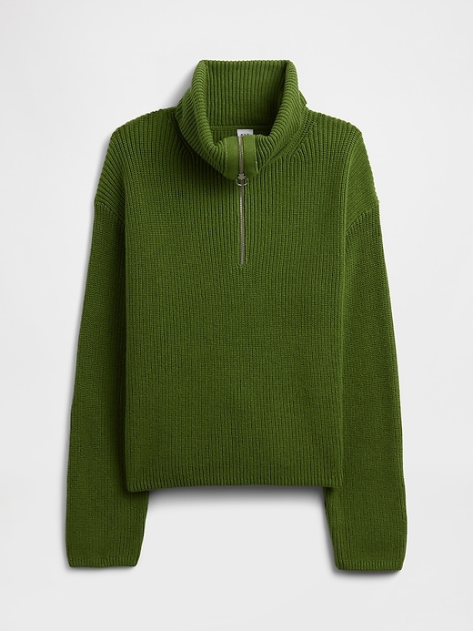 Image number 5 showing, Relaxed Ribbed Quarter-Zip Cardigan