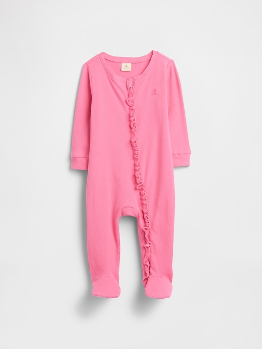 Image number 1 showing, Baby Ribbed Two-Way Zip One-Piece