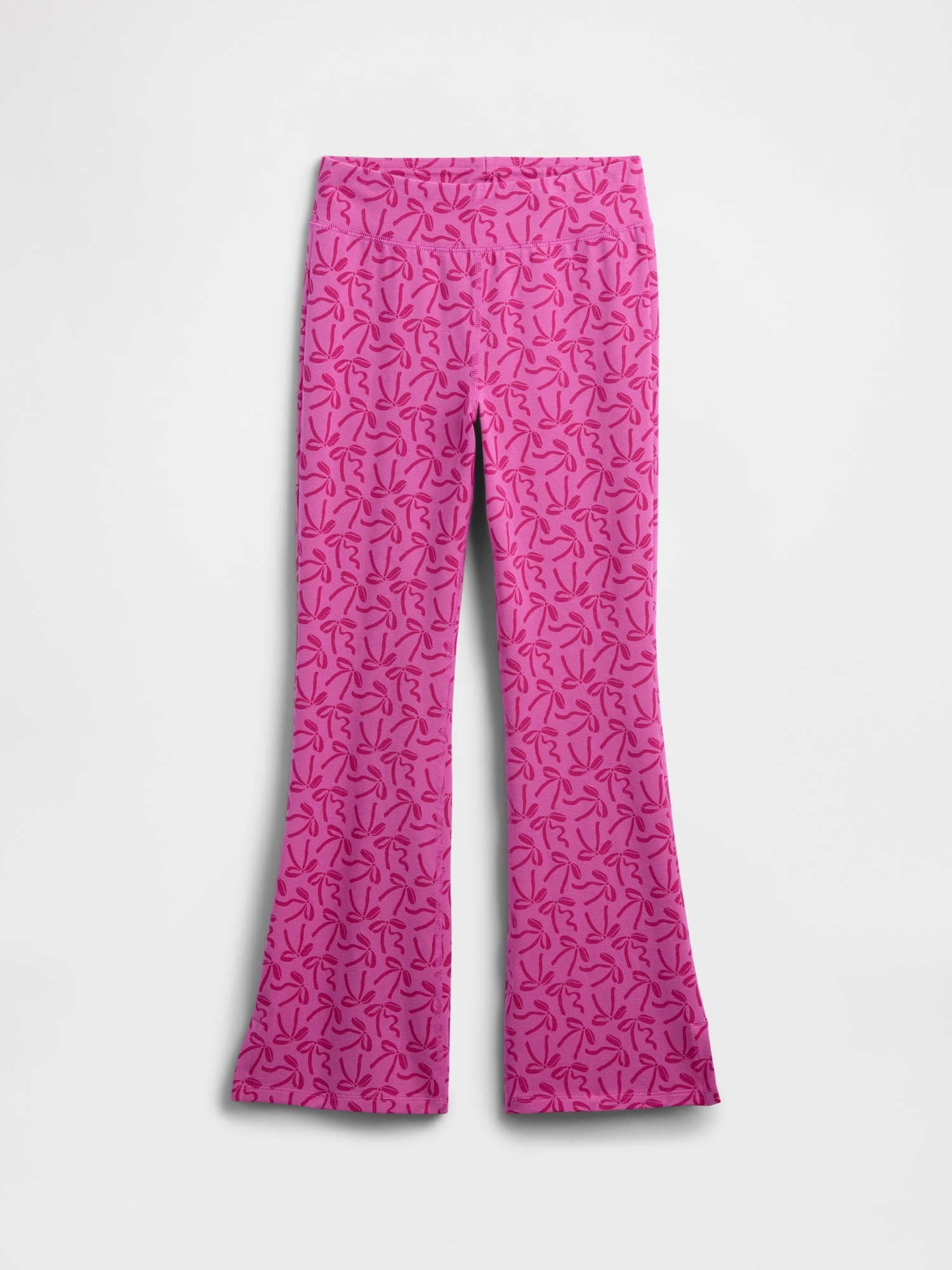 Kids Stretch Jersey Flare Leggings - Bow Print