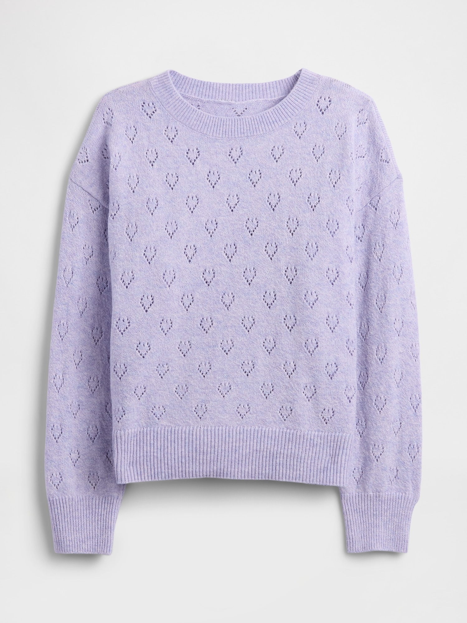 babyGap CashSoft Pointelle Crewneck Cardigan - Purple Orchid Hearts