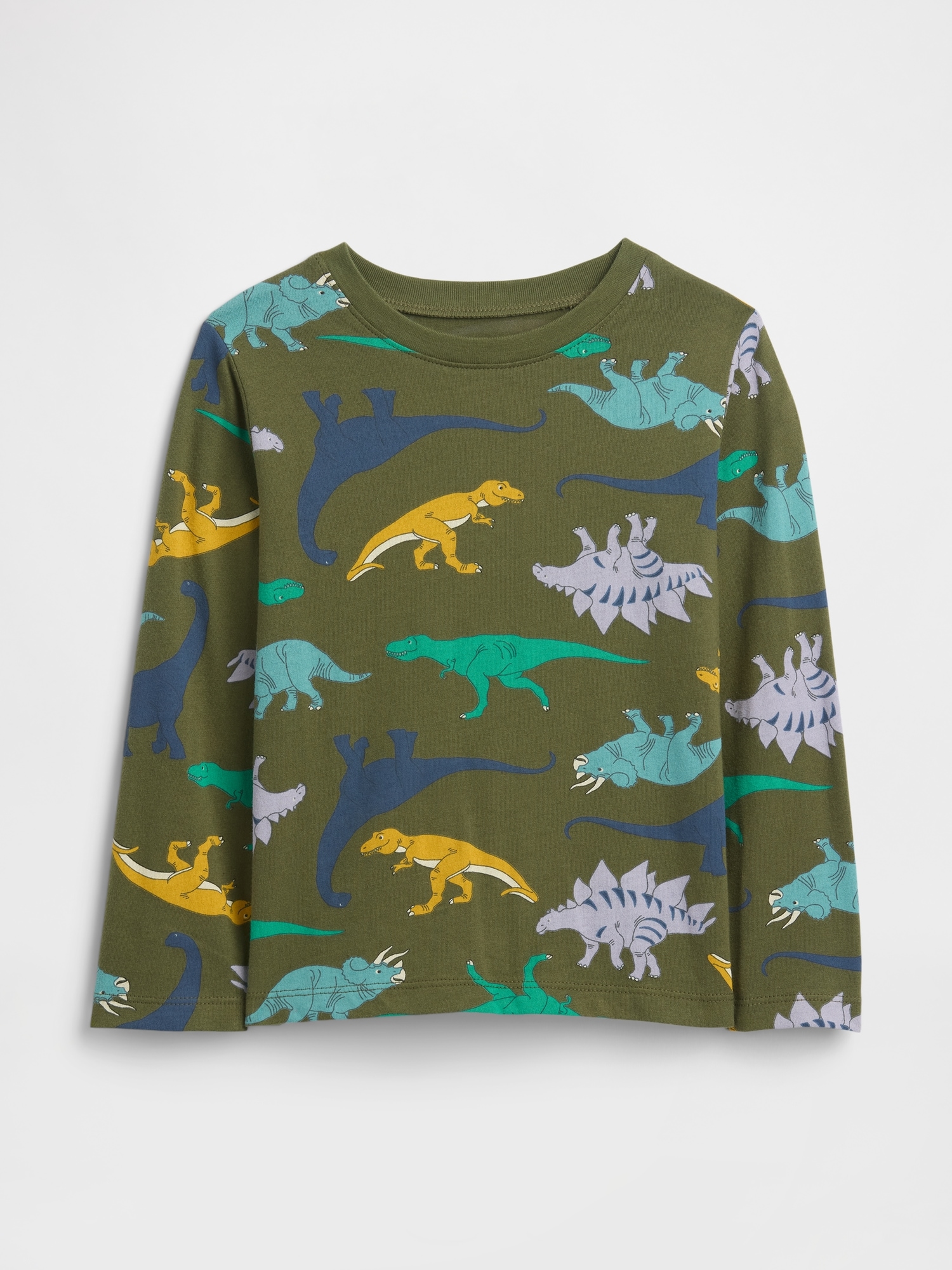 babyGap Brannan Bear Crewneck T-Shirt - Army Jacket Green Dinosaurs