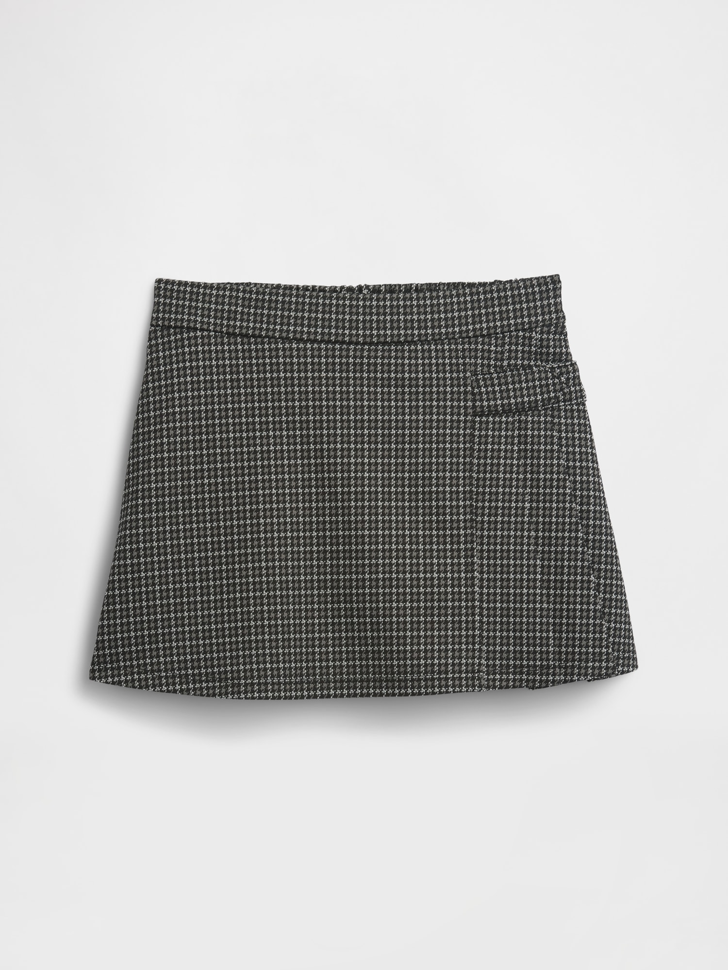 Kids Pull-On Pleated Skort - Grey And Black Plaid