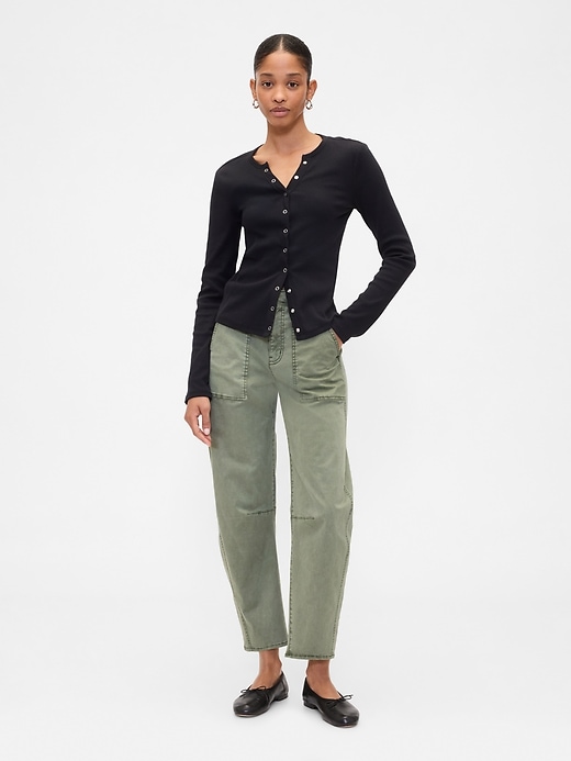 Image number 1 showing, High Rise Barrel Khakis