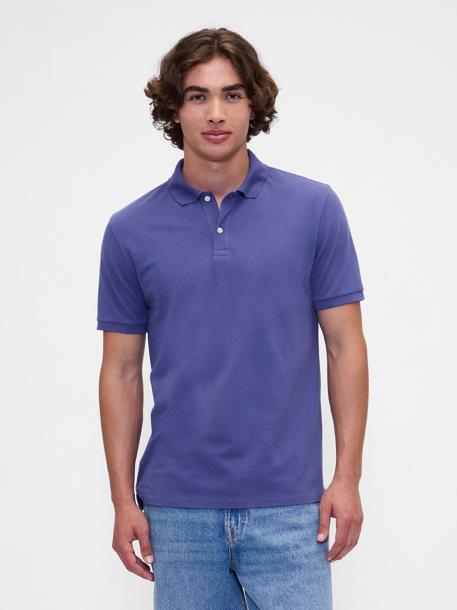 Stretch Pique Polo Shirt - Skipper Blue