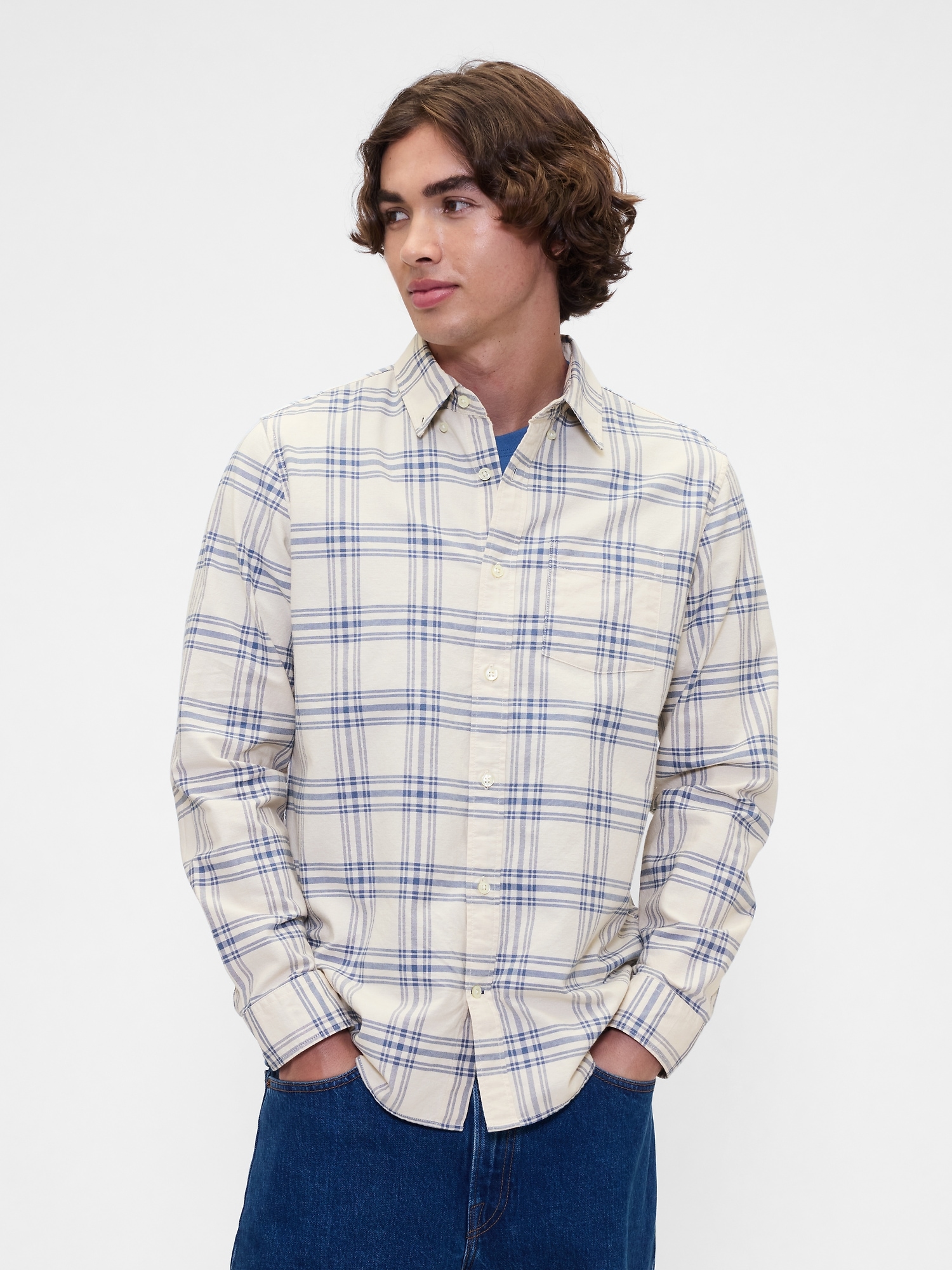 Oxford Shirt in Standard Fit - Beige