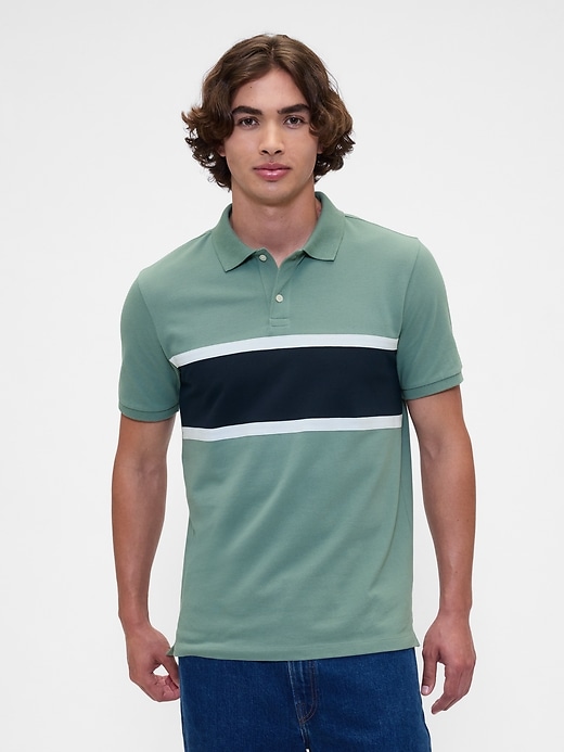 Image number 1 showing, Colorblock Stretch Pique Polo Shirt