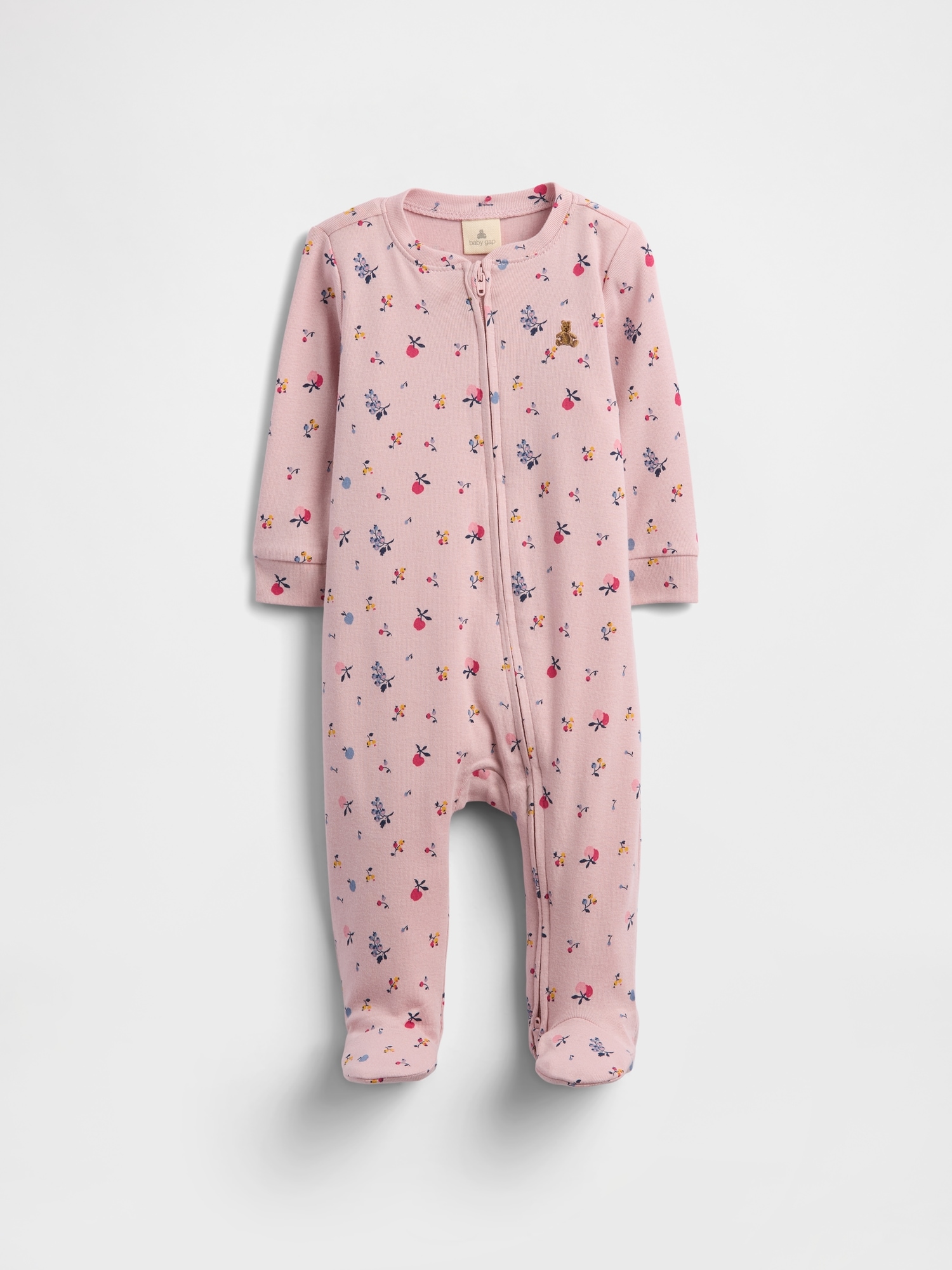 Baby Print Two-Way Zip One-Piece - Pink