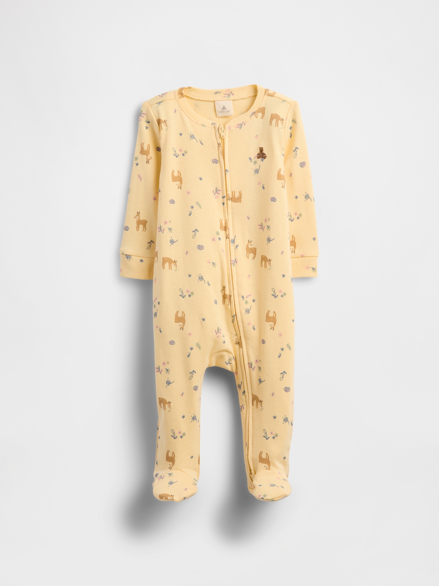 Baby Print Two-Way Zip One-Piece - Yellow