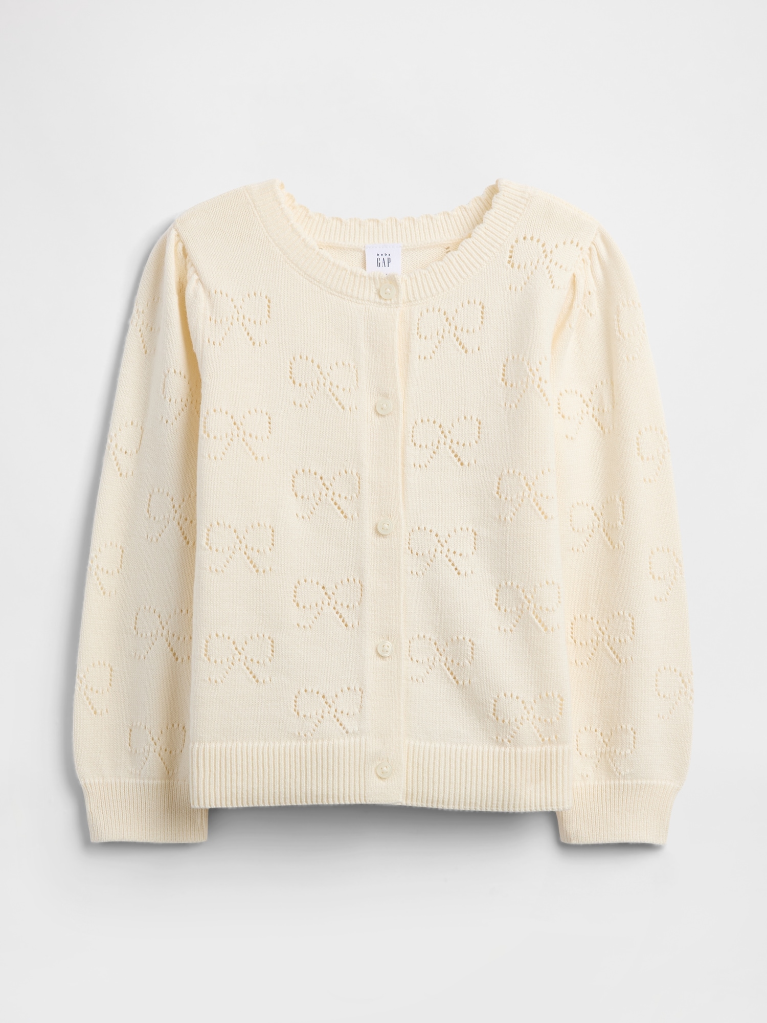 babyGap Pointelle Cardigan - Ivory Cream Frost Bows
