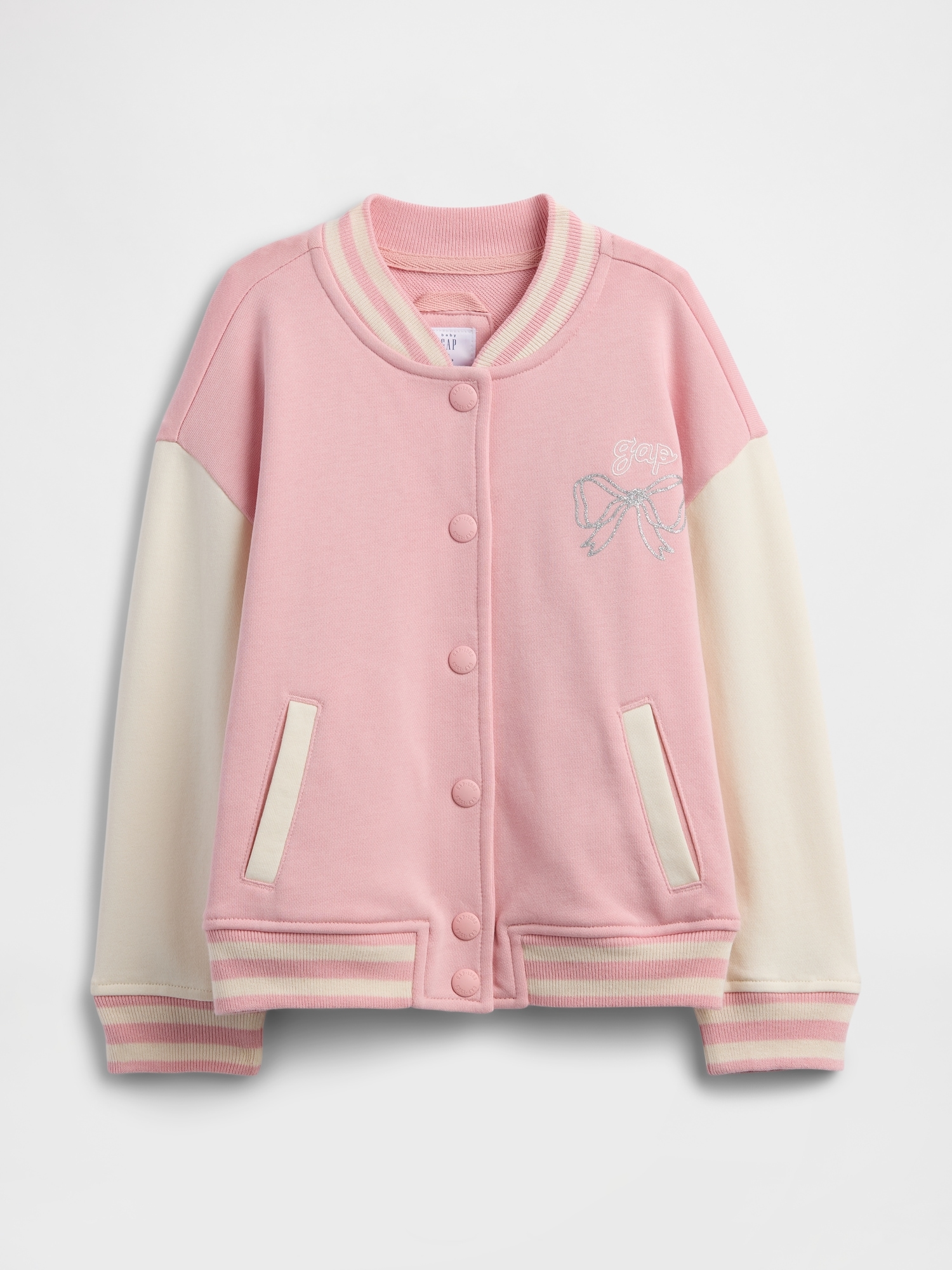 babyGap Fleece Varsity Jacket - Pure Pink