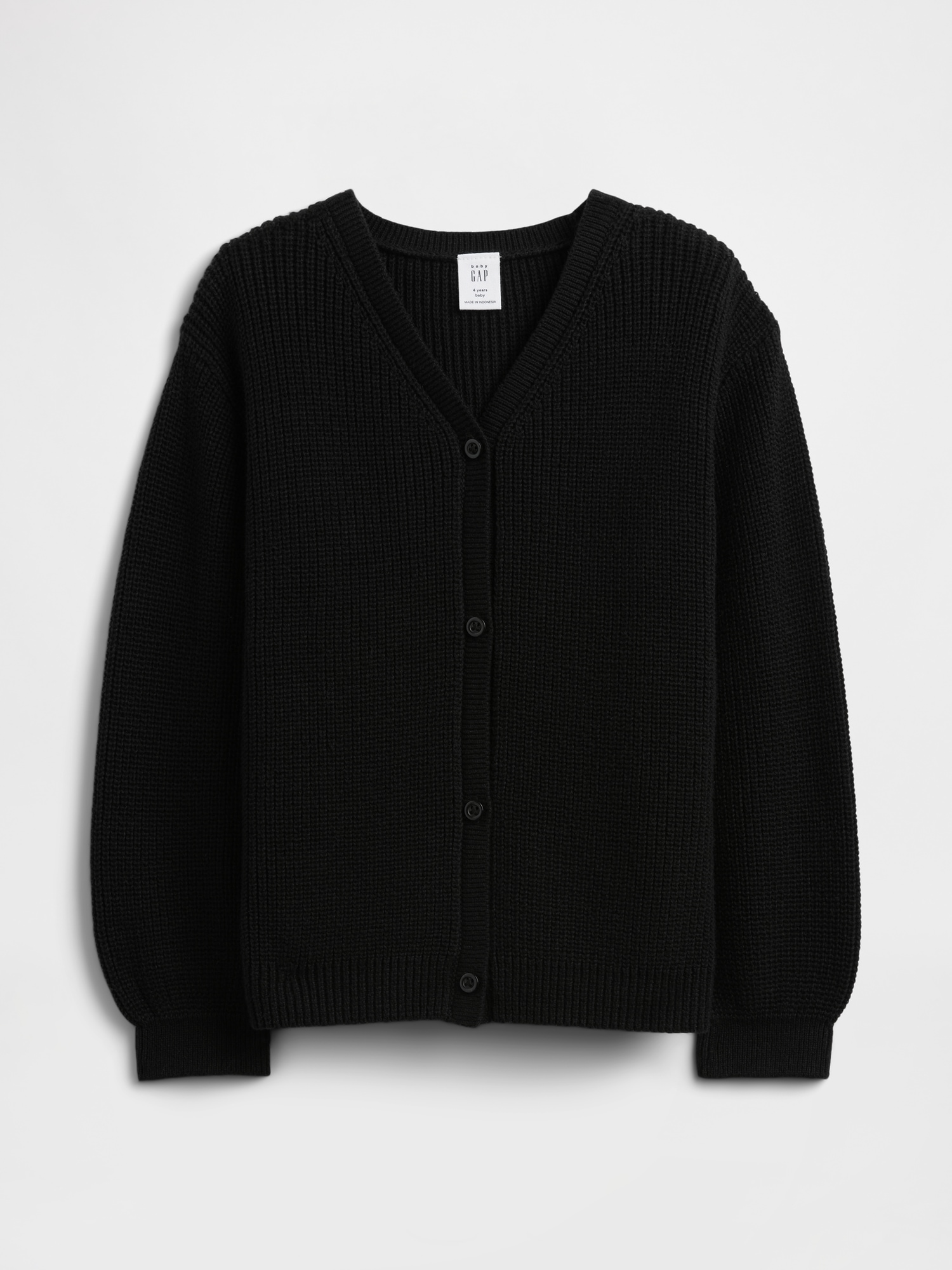 babyGap Shaker-Stitch V-Neck Cardigan - Black