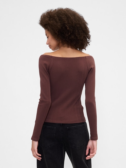 Image number 2 showing, Ribbed Boatneck Top