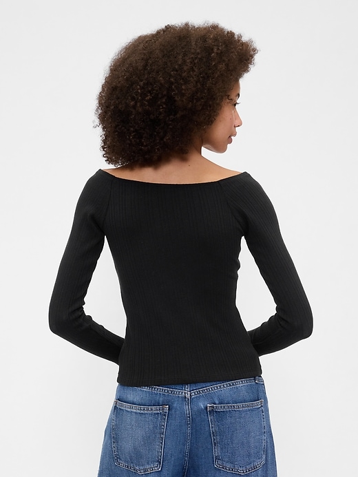 Image number 2 showing, Ribbed Boatneck Top