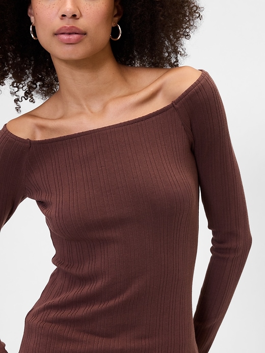 Image number 4 showing, Ribbed Boatneck Top