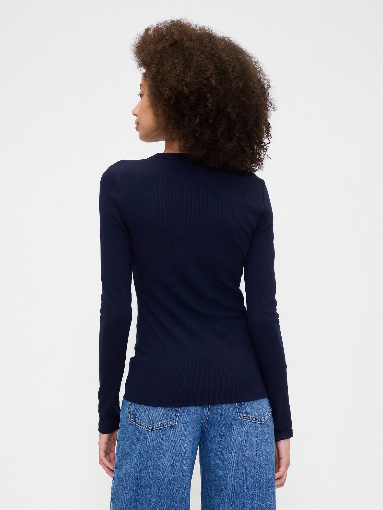 Gap Factory Essential Ribbed Crewneck T-shirt In Blue