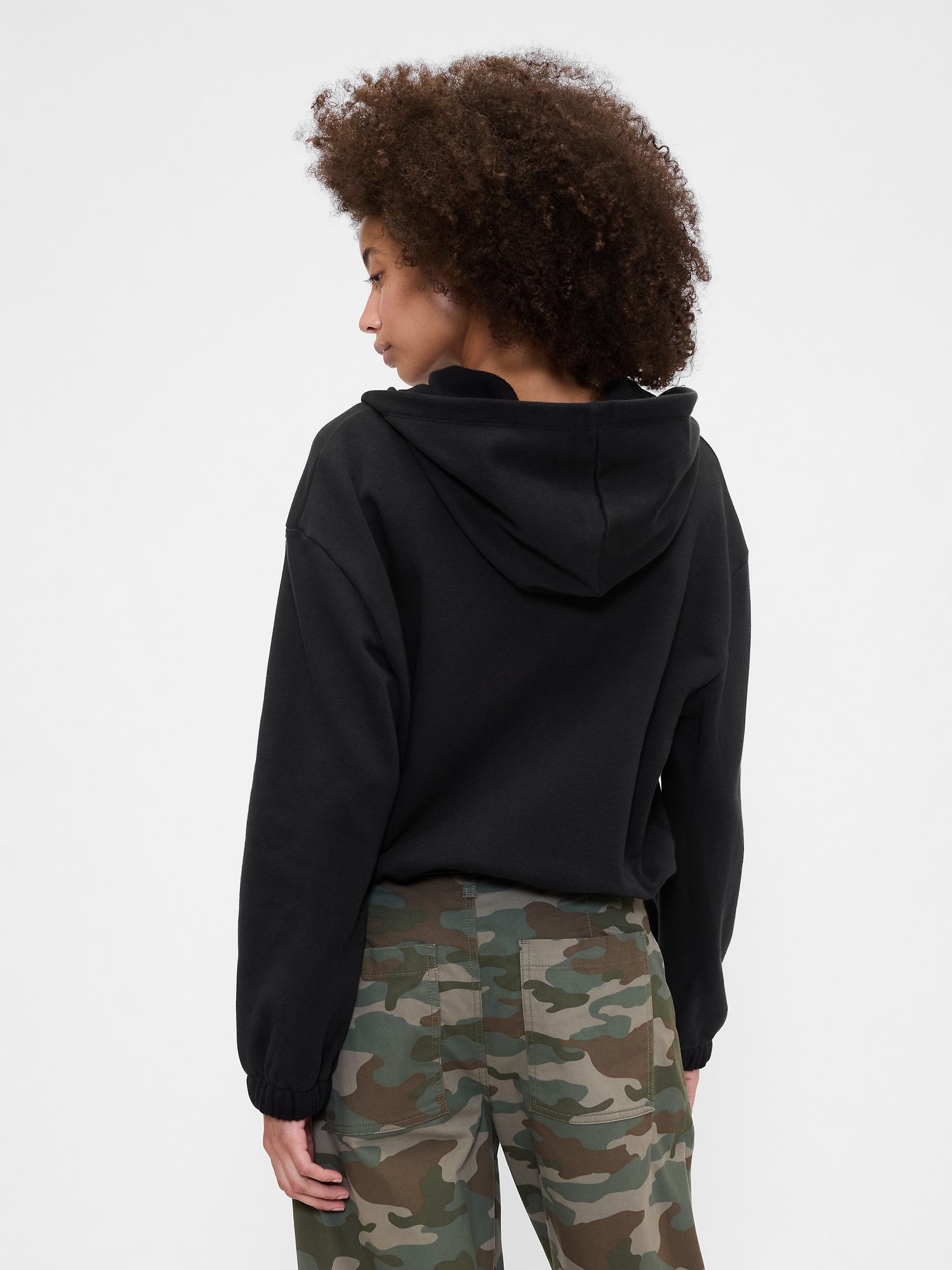 Gap Factory Oversized Bubble Zip Hoodie In Black