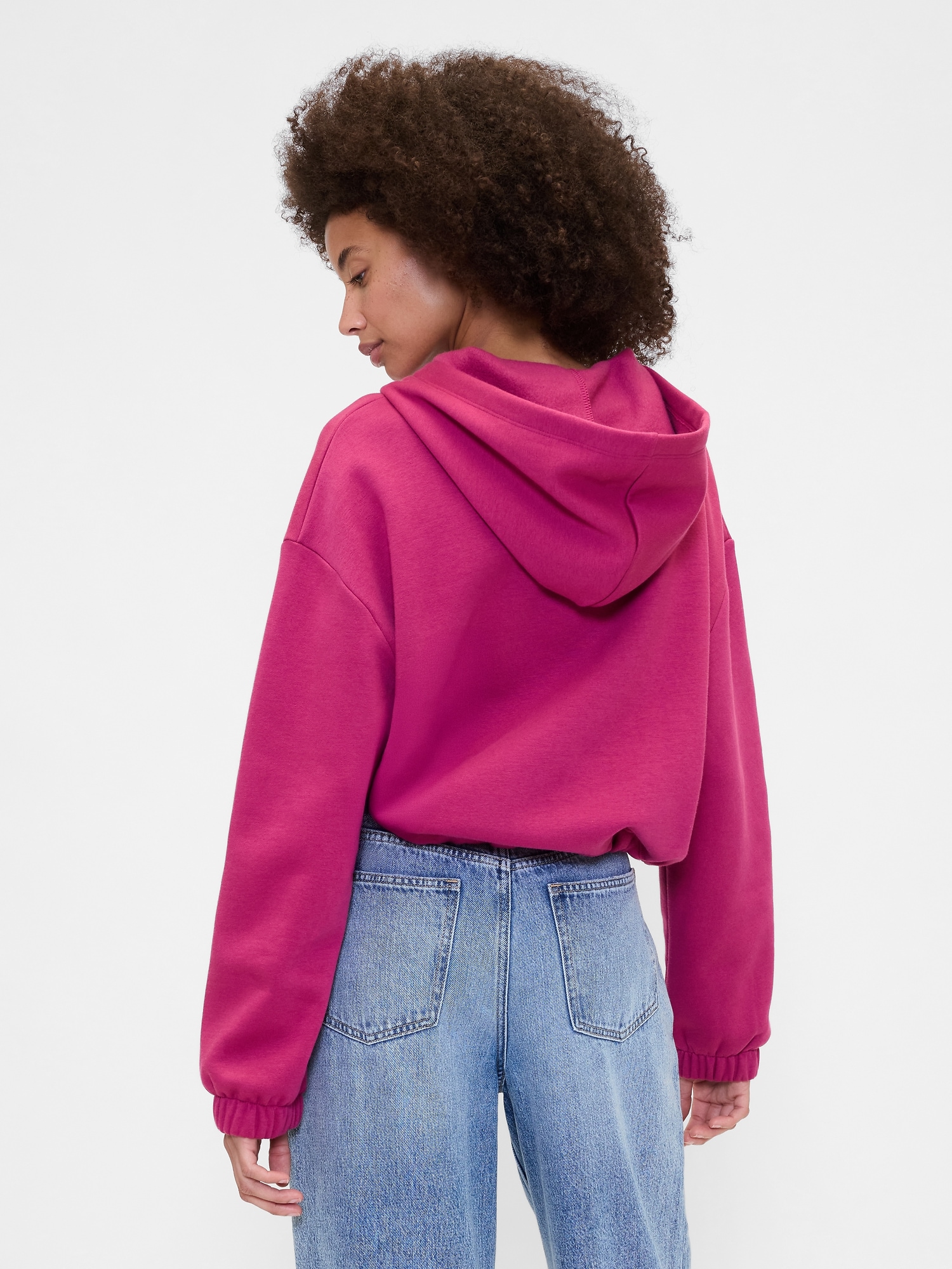 Gap Factory Oversized Bubble Zip Hoodie In Pink