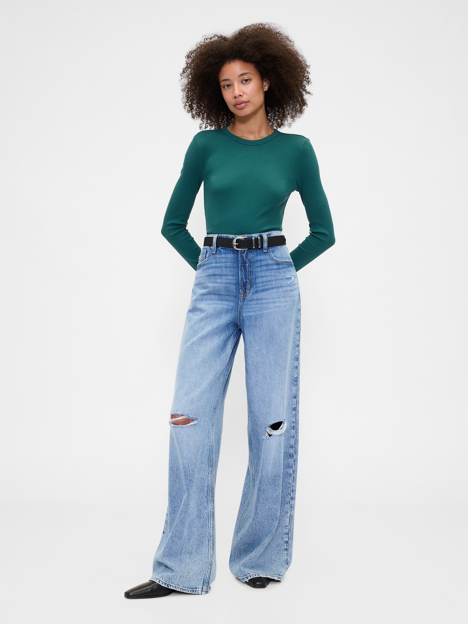 Gap Factory Essential Ribbed Crewneck T-shirt In Green
