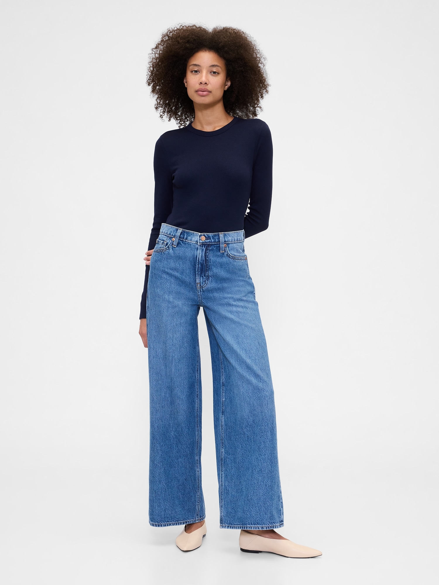 Gap Factory Essential Ribbed Crewneck T-shirt In Blue