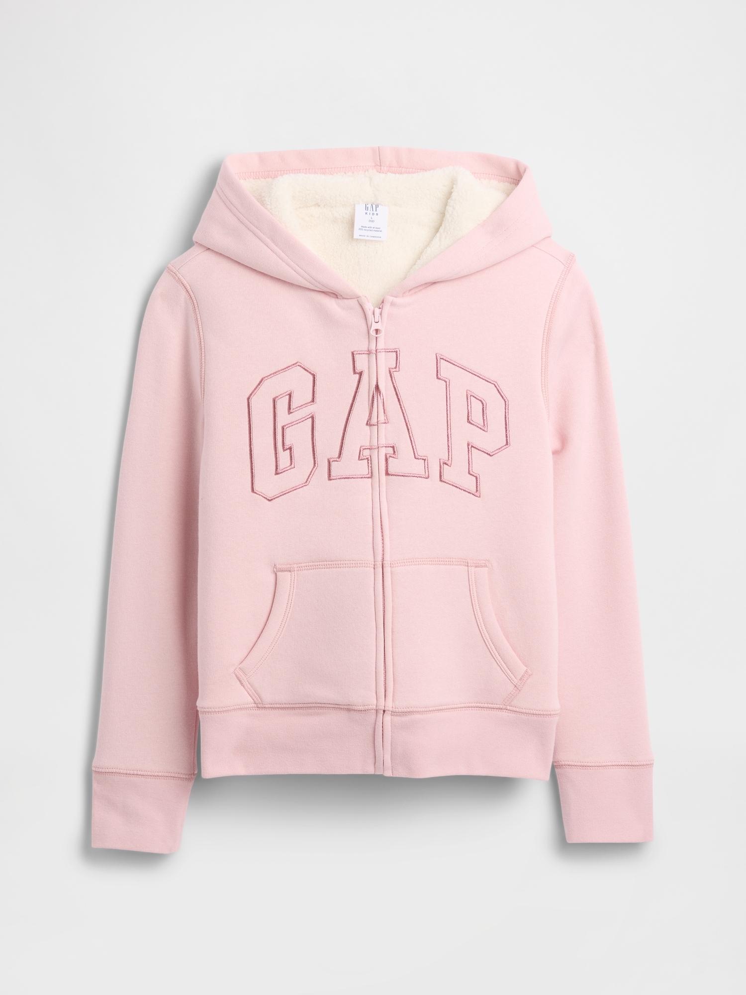 Kids Gap Logo Sherpa Hoodie - Pure Pink