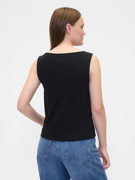 Image number 2 showing, Asymmetrical Boatneck Button Top