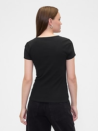 Ribbed Crewneck Cutout Top