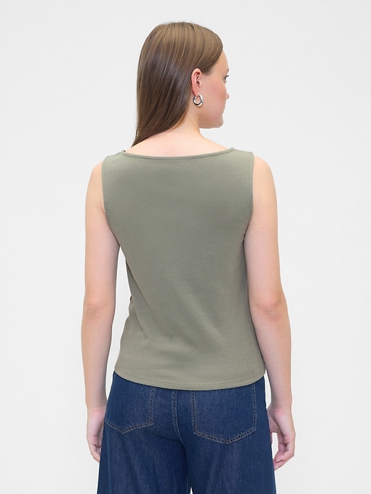Image number 2 showing, Asymmetrical Boatneck Button Top