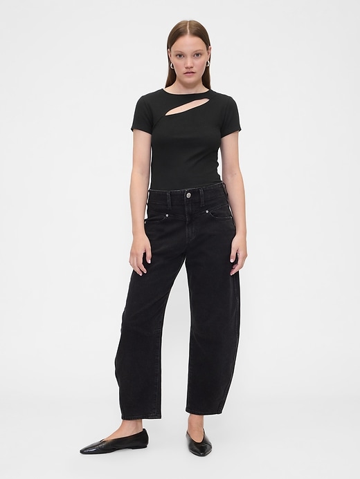 Image number 3 showing, Ribbed Crewneck Cutout Top